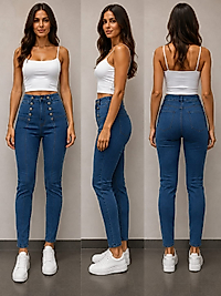 LİKRALI KOT PANTALON DÜĞME DETAYLI